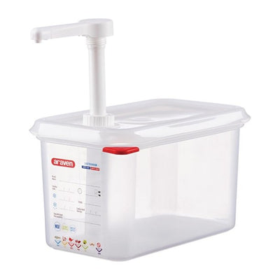 Lavender Araven Sauce Dispenser with Pump 1-4GN