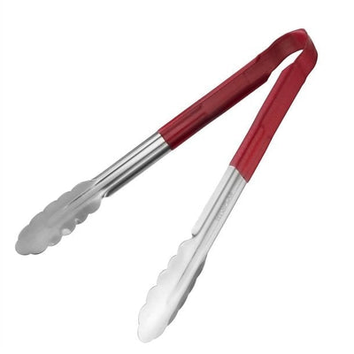 Brown Hygiplas Colour Coded Red Serving Tongs 11"