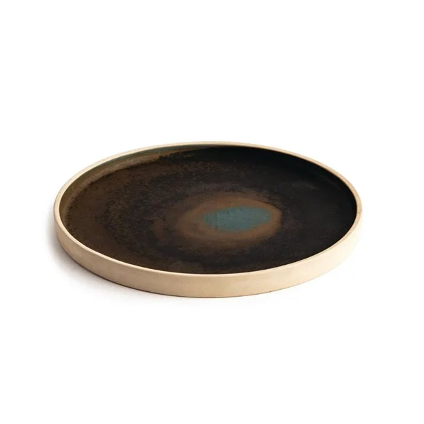 Light Gray Olympia Canvas Flat Round Plate Green Verdigris 250mm (Pack of 6)