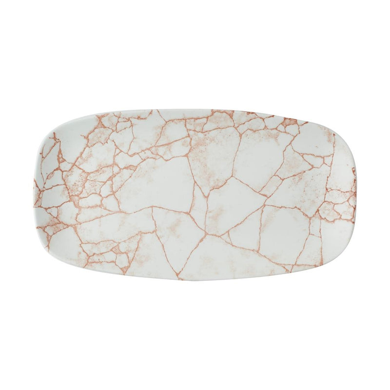 Light Gray Churchill Studio Prints Kintsugi Oblong Plates Coral 298X152mm (Pack of 12)