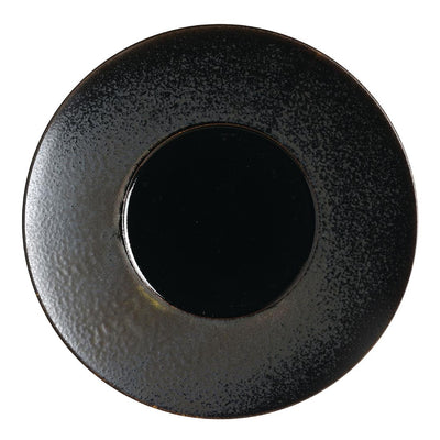 Black Rene Ozorio Wabi Sabi Glossy Well Rimmed Plate Slate 285mm (Pack of 6)