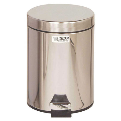 Gray Rubbermaid Small Pedal Bin with Plastic Liner 5.6L - Silver