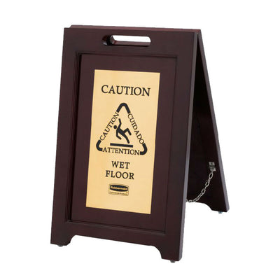 Dark Slate Gray Rubbermaid Wood Safety Sign Brass Plate - Gold