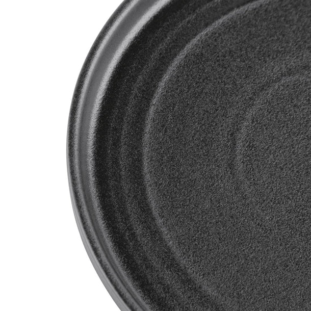 Dark Slate Gray Olympia Cavolo Textured Black Flat Round Plate - 220mm (Box 6)