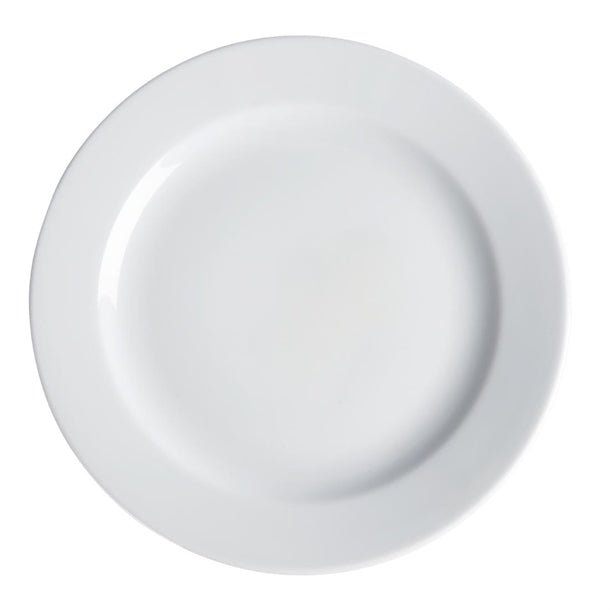 Light Gray Royal Porcelain Classic White Wide Rim Plates 240mm (Pack of 12)