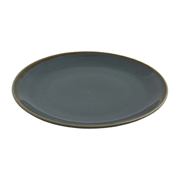 Dim Gray Olympia Kiln Round Plates Ocean 280mm (Pack of 4)