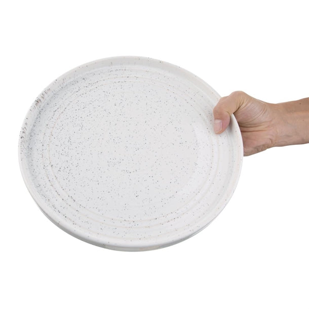 Light Gray Olympia Cavolo White Speckle Flat Round Plate - 270mm (Box 4)