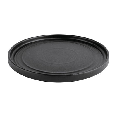 Dark Slate Gray Olympia Cavolo Textured Black Flat Round Plate - 220mm (Box 6)