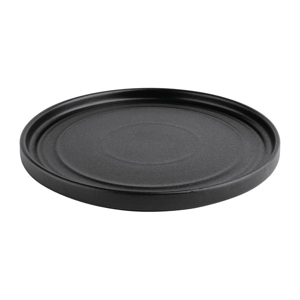 Dark Slate Gray Olympia Cavolo Textured Black Flat Round Plate - 220mm (Box 6)