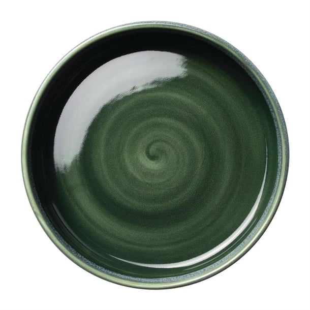 Dark Slate Gray Steelite Aurora Vesuvius Burnt Emerald Round Stacking Trays 165mm (Pack of 12)