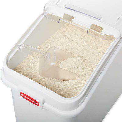 Light Gray Rubbermaid Ingredient Bin With Scoop 99 L