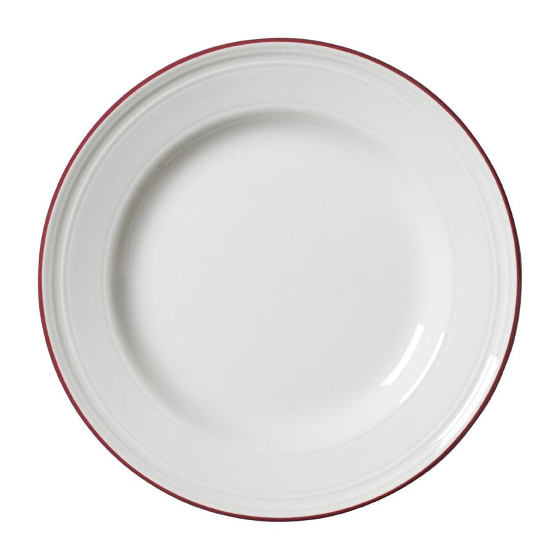 Light Gray Steelite Bead Maroon Band Plates 202mm (Pack of 12)