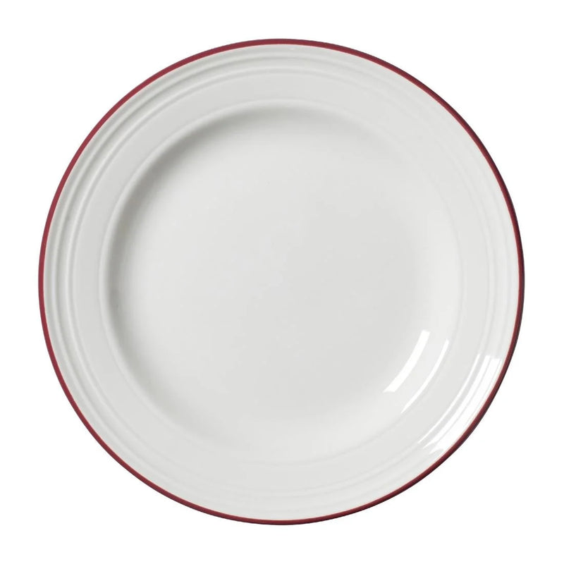 Light Gray Steelite Bead Maroon Band Plates 165mm (Pack of 12)