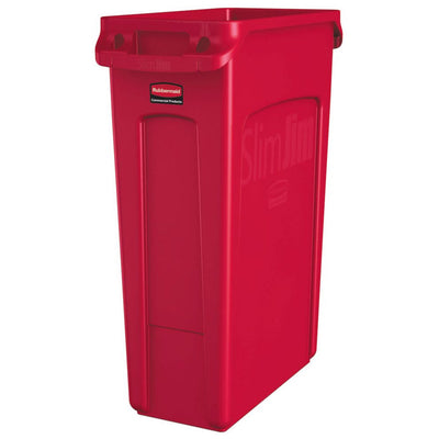 Firebrick Rubbermaid Slim Jim With Venting Channels 87L - Red