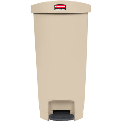 Gray Rubbermaid 50L Slim Jim End Step Pedal Bin - Beige
