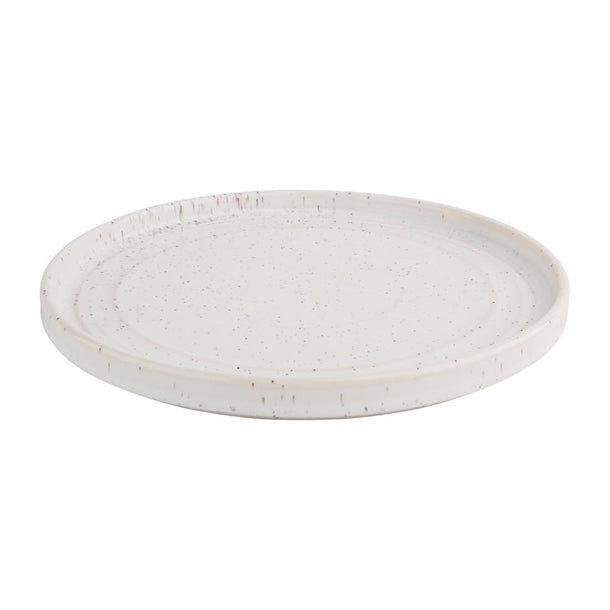 Light Gray Olympia Cavolo White Speckle Flat Round Plate - 220mm (Box 6)