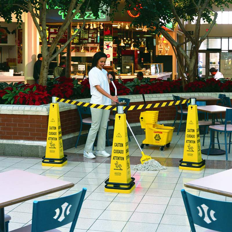 Pale Goldenrod Rubbermaid Portable Barricade Caution