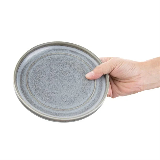 Dark Gray Olympia Cavolo Charcoal Dusk Flat Round Plate - 180mm (Box 6)