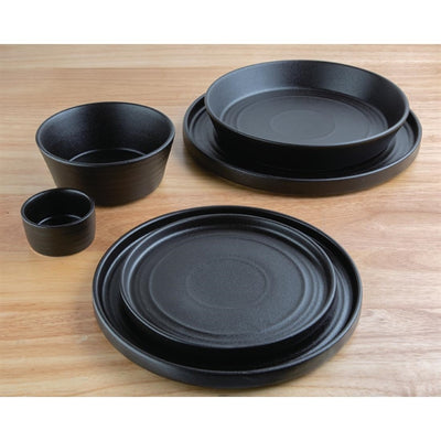 Tan Olympia Cavolo Textured Black Flat Round Plate - 180mm (Box 6)