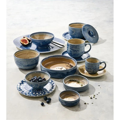 Light Gray Steelite Aurora Revolution Bluestone Round Stacking Trays 135mm (Pack of 12)