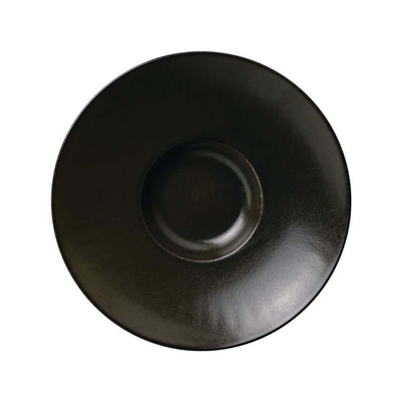 Black Rene Ozorio Wabi Sabi Flat Rimmed Bowls Slate 270mm (Pack of 6)