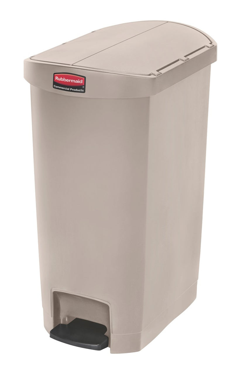 Dark Gray Rubbermaid 50L Slim Jim End Step Pedal Bin - Beige