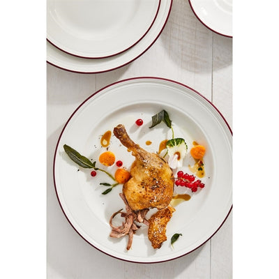 Light Gray Steelite Bead Maroon Band Plates 165mm (Pack of 12)