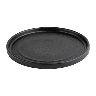 Dark Slate Gray Olympia Cavolo Textured Black Flat Round Plate - 180mm (Box 6)