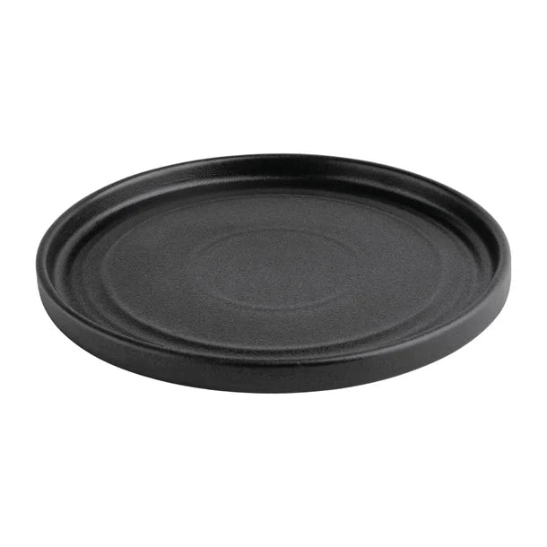Dark Slate Gray Olympia Cavolo Textured Black Flat Round Plate - 180mm (Box 6)