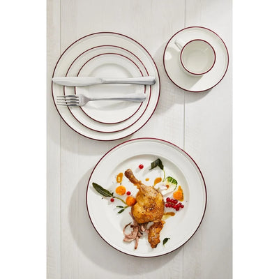 Light Gray Steelite Bead Maroon Band Plates 202mm (Pack of 12)