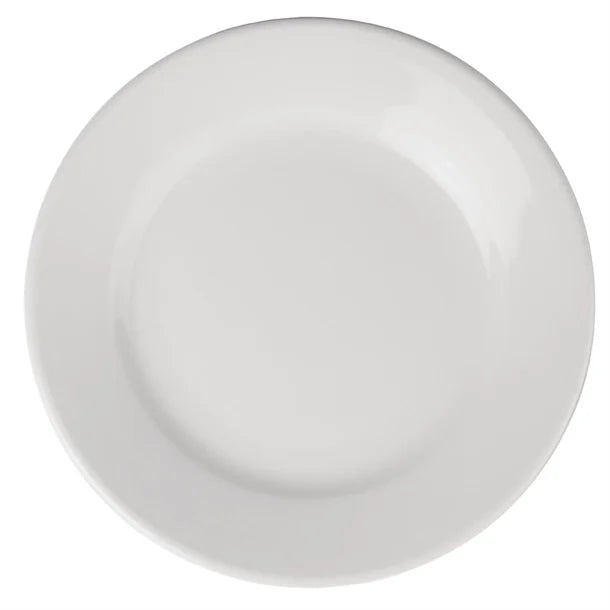 Light Gray Olympia Athena Wide Rimmed Plates 202mm White (Pack of 12)