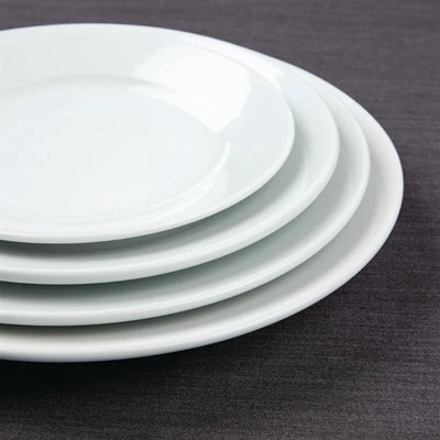 Dark Slate Gray Olympia Athena Wide Rimmed Plates 202mm White (Pack of 12)
