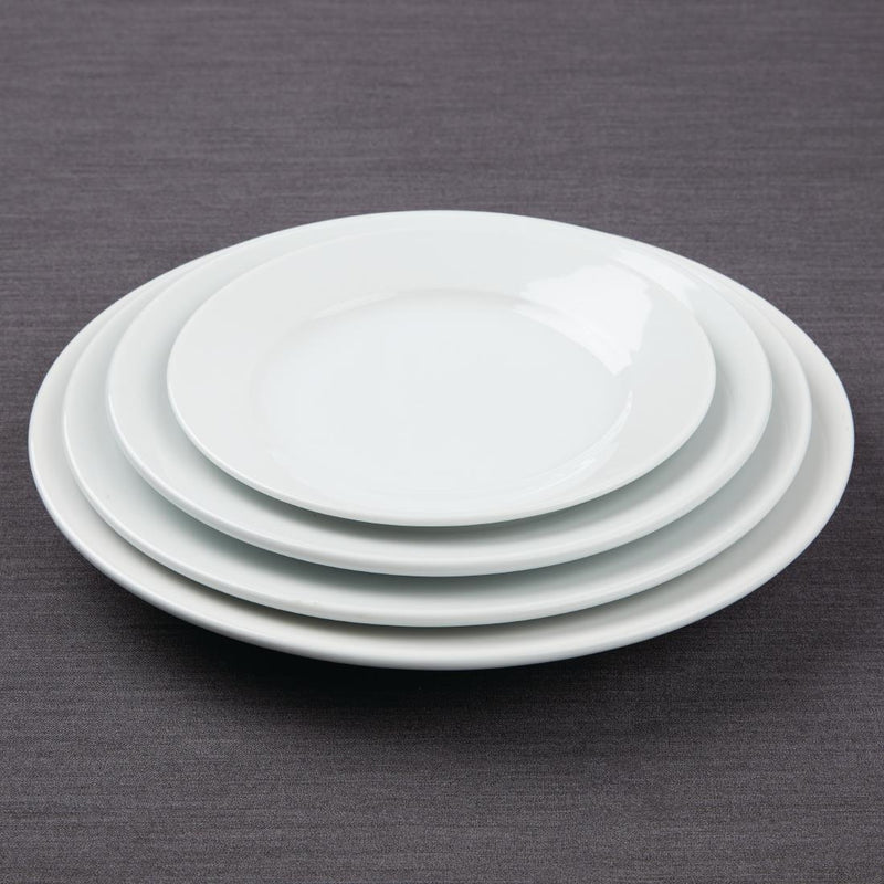 Dim Gray Olympia Athena Wide Rimmed Plates 202mm White (Pack of 12)
