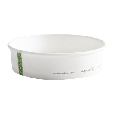 Light Gray Vegware 185-Series Compostable Bon Appetit Wide PLA-lined Paper Food Bowls 26oz (Pack of 300)