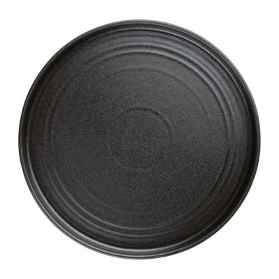 Dark Slate Gray Olympia Cavolo Textured Black Flat Round Plates 270mm (Pack of 4)