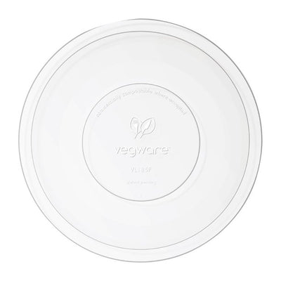 White Smoke Vegware 185-Series Compostable Bon Appetit Wide Bowl PLA Flat Lid (Pack of 300)