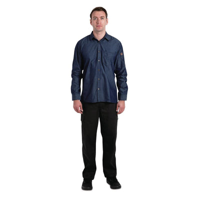 Dark Slate Gray Chef Works Urban Detroit Long Sleeve Denim Shirt Blue